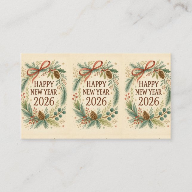 modern happy new year 2026 business card visitkort (Framsida)