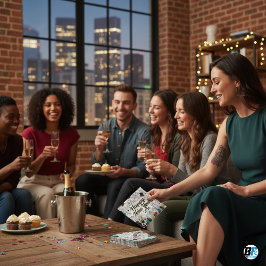 Modern Happy New Year Party Undated Gold & Black  Pappersservett