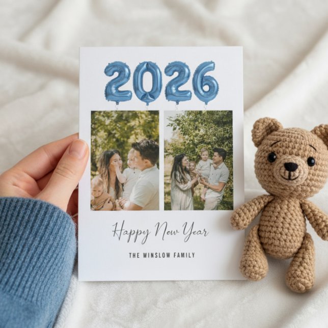 Modern Happy New Year Photo Collage 2026 | Elegant Julkort (Skapare uppladdad)
