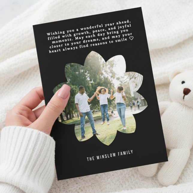 Modern Happy New Year Photo Collage Card | Elegant Julkort (Skapare uppladdad)