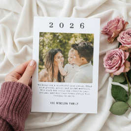 Modern Happy New Year Photo Collage Card | Elegant Julkort