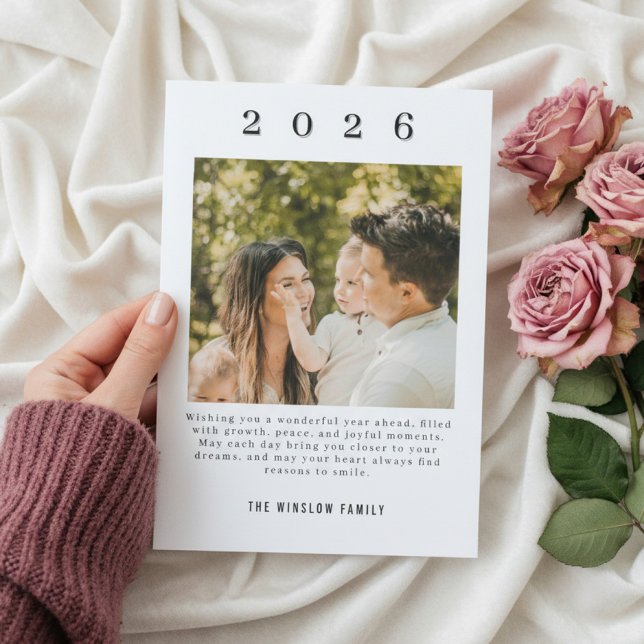 Modern Happy New Year Photo Collage Card | Elegant Julkort (Skapare uppladdad)