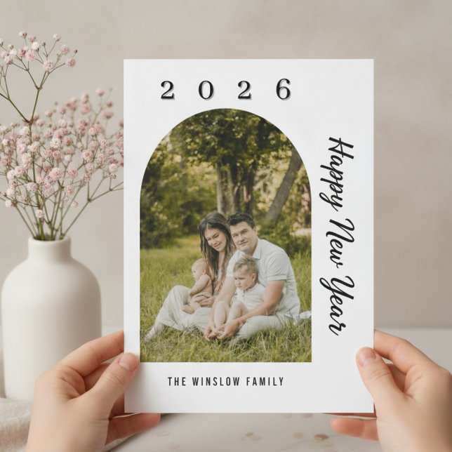 Modern Happy New Year Photo Collage Card | Elegant Julkort (Skapare uppladdad)