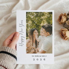 Modern Happy New Year Photo Collage Card | Elegant Julkort