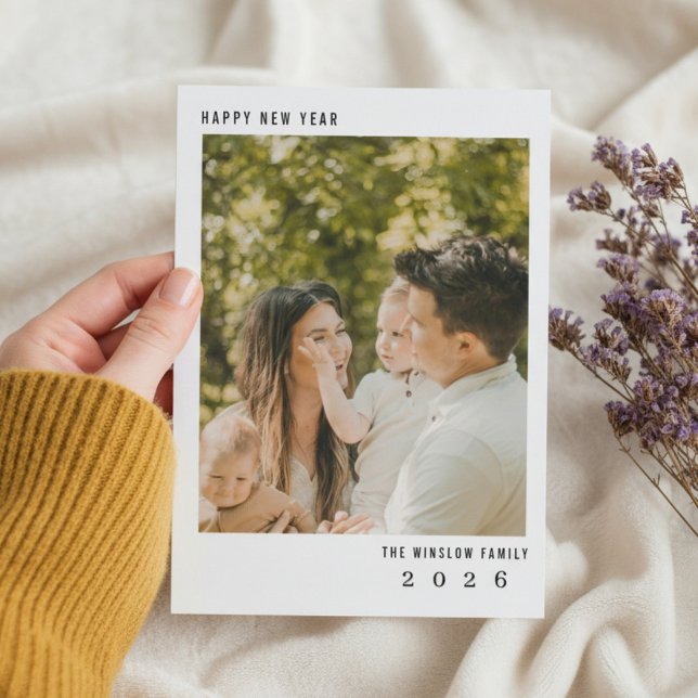 Modern Happy New Year Photo Collage Card | Elegant Julkort (Skapare uppladdad)