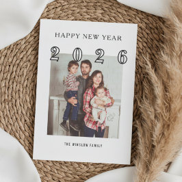 Modern Happy New Year Photo Collage Card | Elegant Julkort