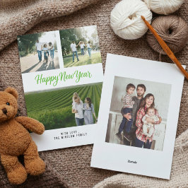 Modern Happy New Year Photo Collage Card | Elegant Julkort