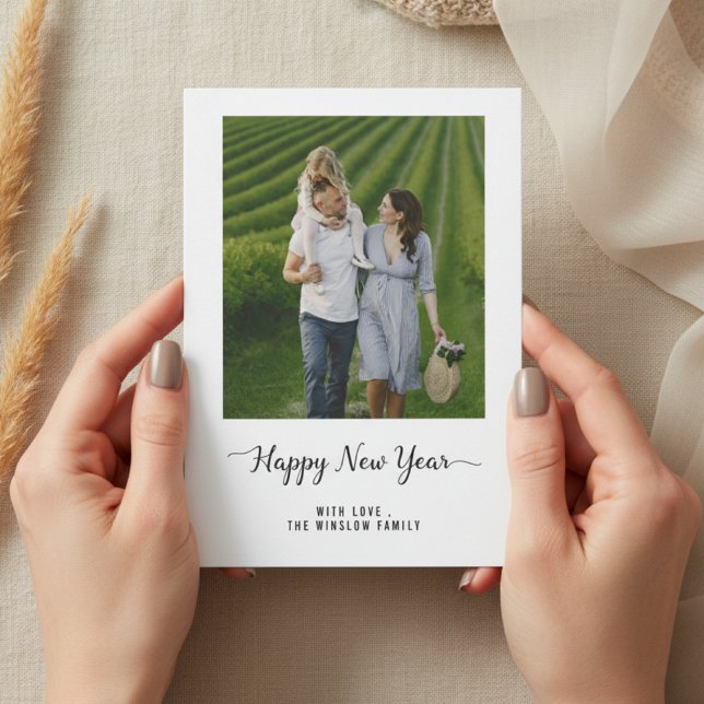 Modern Happy New Year Photo Collage Card | Elegant Julkort (Skapare uppladdad)