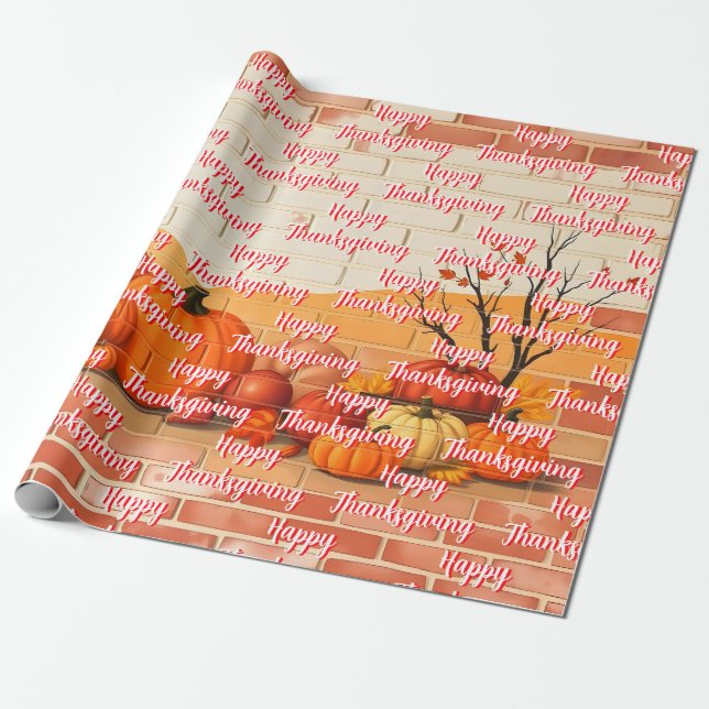 Modern Happy thanksgiving Bevackert Fall Presentpapper (Utrullad)
