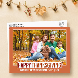 Modern Happy thanksgiving-familjfoto Vykort