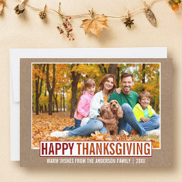 Modern Happy thanksgiving Family Photo Kraft Julkort