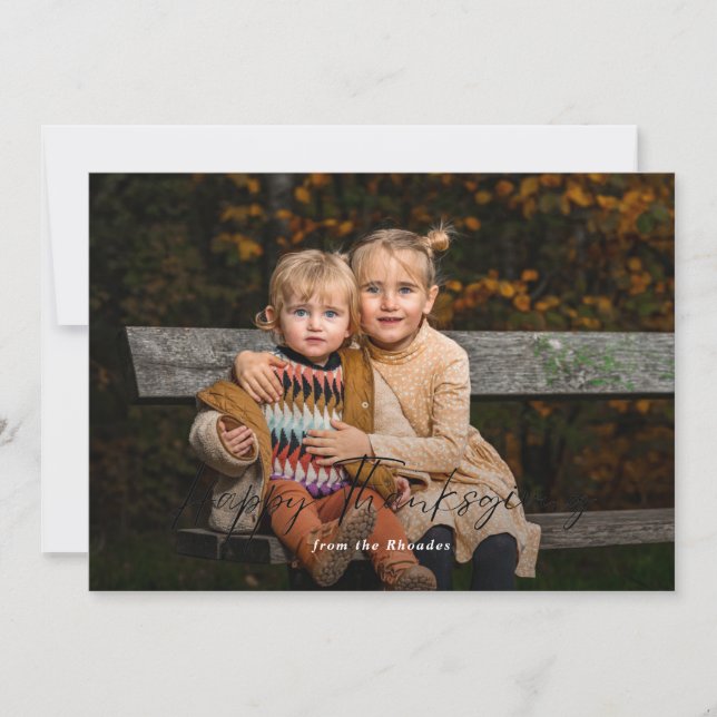 Modern Happy thanksgiving-foto i skript Julkort (Framsida)