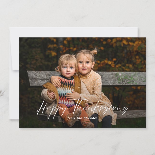 Modern Happy thanksgiving-foto i skript Julkort (Framsida)