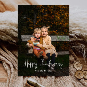 Modern Happy thanksgiving-foto i skript Julkort