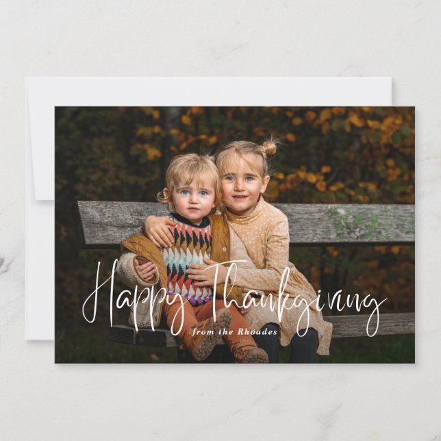 Modern Happy thanksgiving-foto i skript Julkort (Framsida)