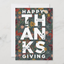 Modern Happy thanksgiving med Vintage Blommigtar