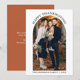 Modern Happy thanksgiving Photo Arch Terracotta Julkort