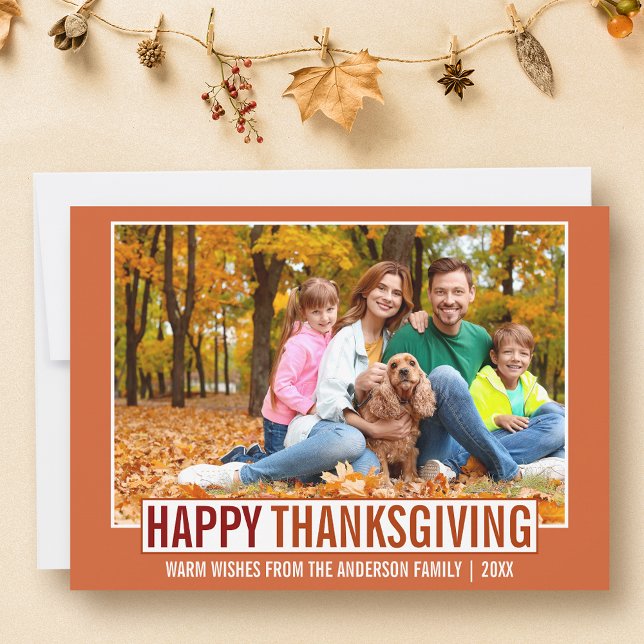 Modern Happy thanksgiving Photo Julkort (Customize to add text to back of card.)
