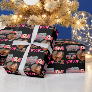 Modern Happy Valentines Day one heart Photo Name Presentpapper