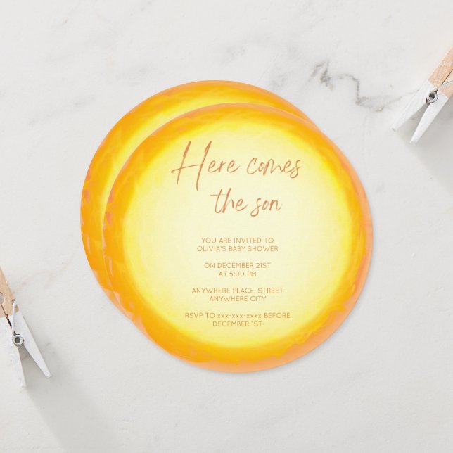 Modern här kommer med barnduschen. inbjudningar (Fram/Back In Situ)