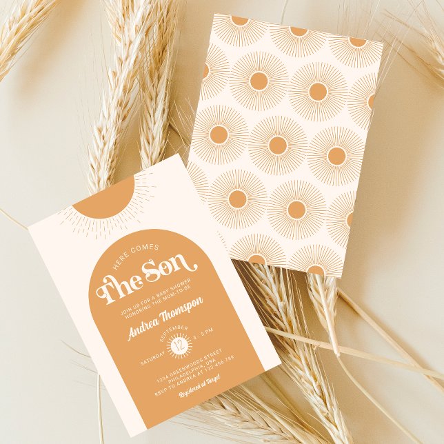 Modern här kommer pojken Baby Shower Inbjudningar (Skapare uppladdad)