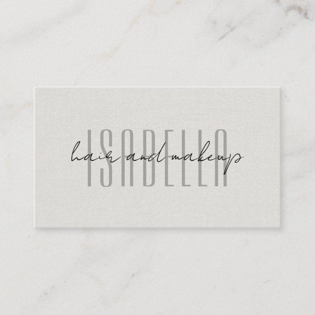 Modern hår makeup artist Falskt linne Script Foto Visitkort (Framsida)