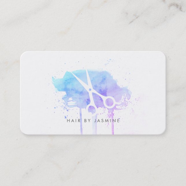 modern hårlimmad lila med hårfärgningsblå hårfärg visitkort (Framsida)