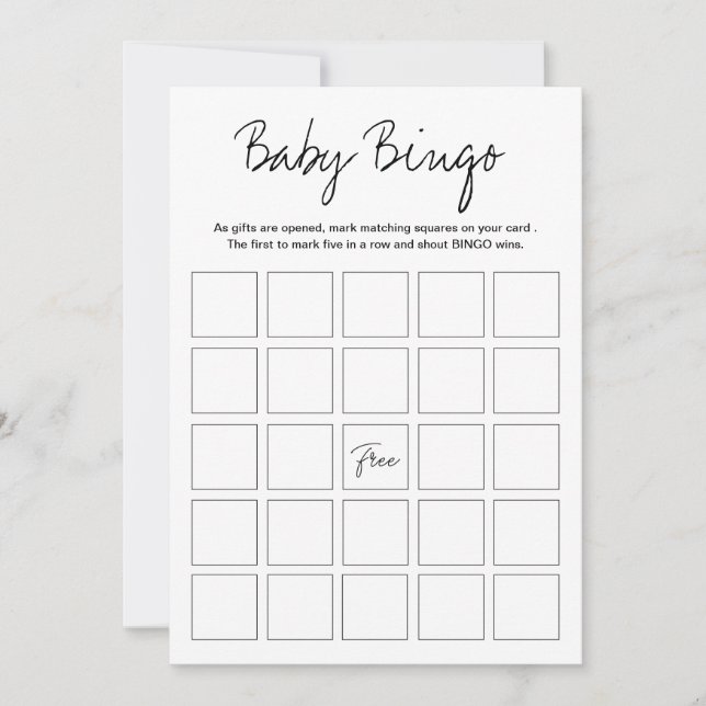Modern Harlow Baby Shower Bingo Utskrivbart Spel Inbjudningar (Framsida)
