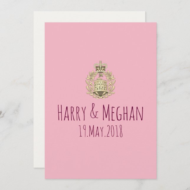 Modern Harry och Meghan Royal Wedding Party Inbjud Inbjudningar (Fram/baksida)