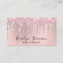 Modern hårstrå och makeup ro guld glitter visitkort