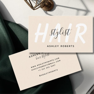 Modern hårstylist beige visitkort