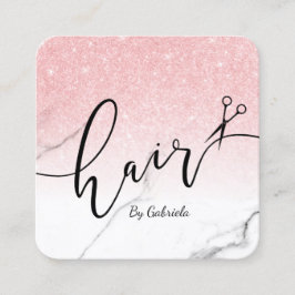 Modern hårstylist ro guld glitter fyrkantigt visitkort