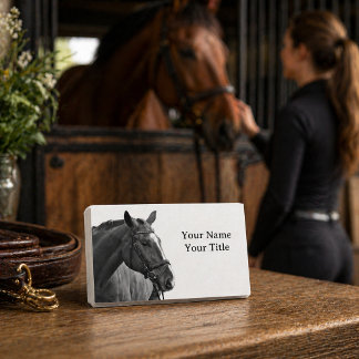 Modern Häst Svart och Vit Ridsport Visitkort