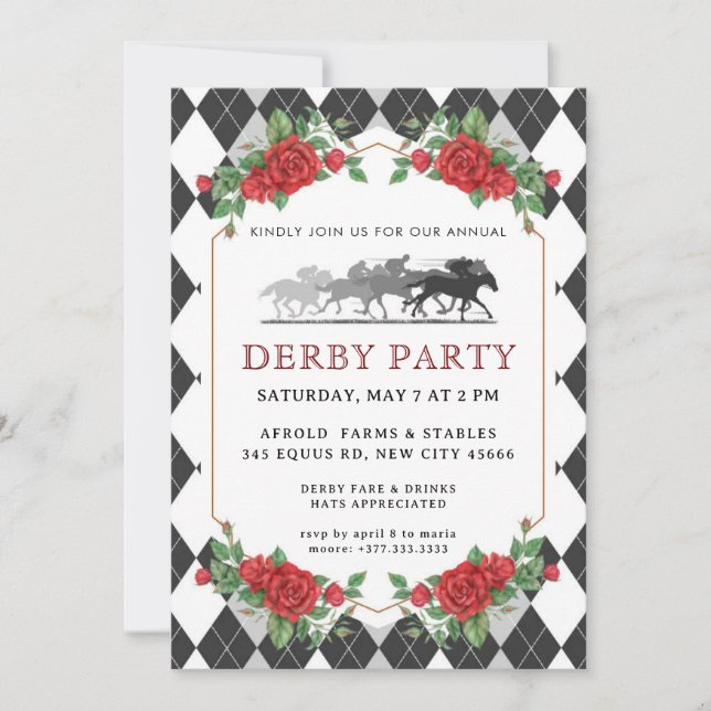 Modern Hästridnings Derbyfest Inbjudan (Framsida)