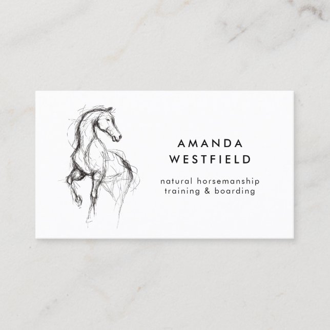 Modern hästteckning Equine Equestrian Visitkort (Framsida)