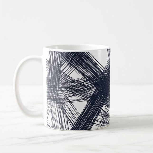 ✨ Modern Hatching Line Pattern Print ✨ Kaffemugg (Vänster)