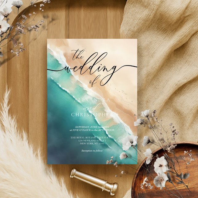 Modern havsbottenblå havsfärg inbjudningar (Skapare uppladdad)