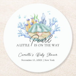 Modern havsfisk under sjöbabyduschen underlägg papper rund