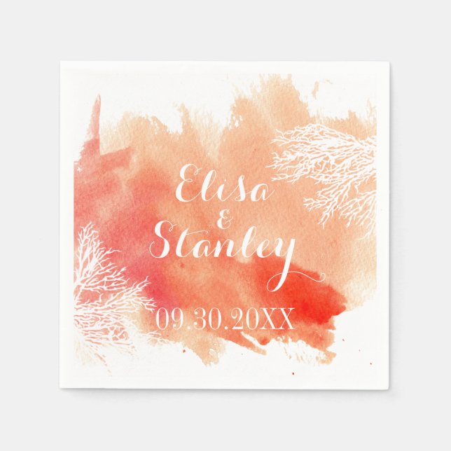 Modern havskorallrev i stänk bröllop pappersservett (Framsidan)