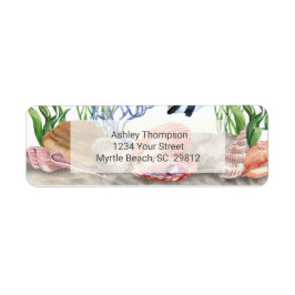 Modern havssköldpadda Starfish Watercolor Returadress Etikett