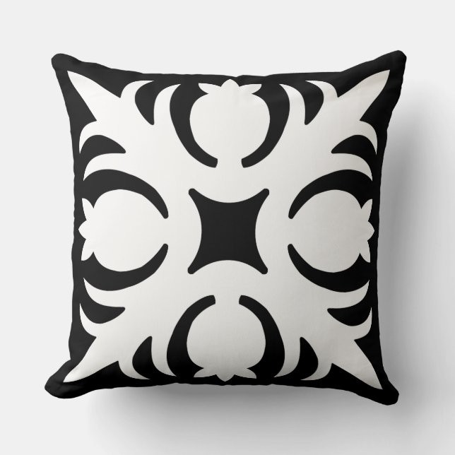 Modern HAWAII QUILT PILLOW- GUAVA black and white Kudde (Framsida)