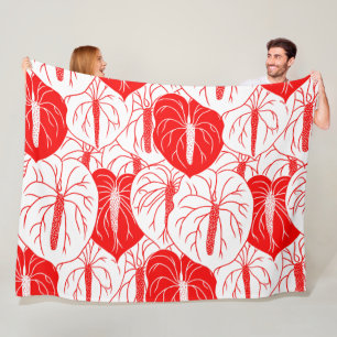 Modern Hawaiian Anthurium print mönster Fleecefilt