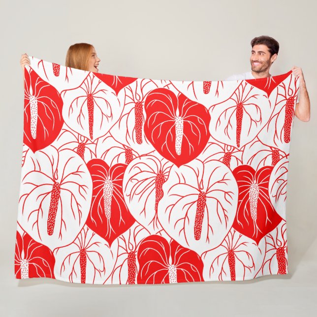 Modern Hawaiian Anthurium print mönster Fleecefilt (På plats)