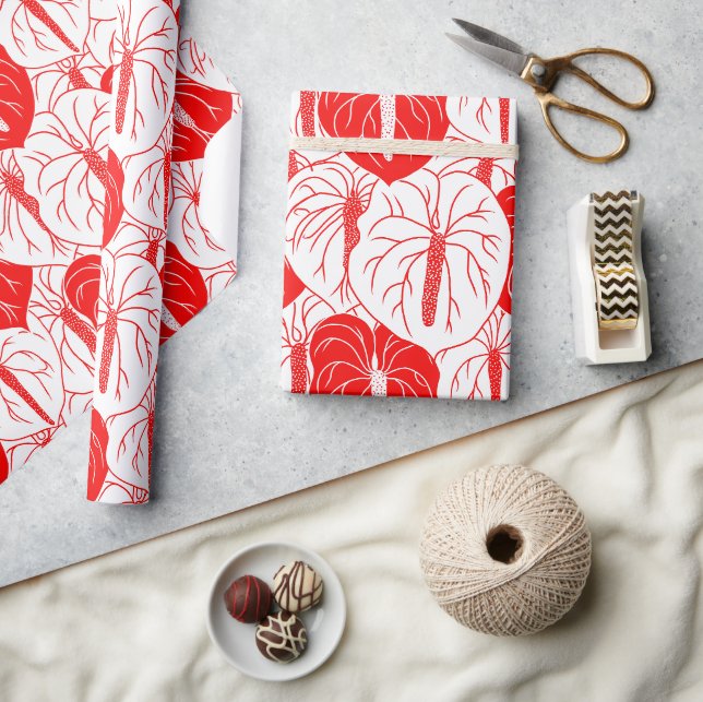 Modern Hawaiian Anthurium print mönster Presentpapper (Hantverk)