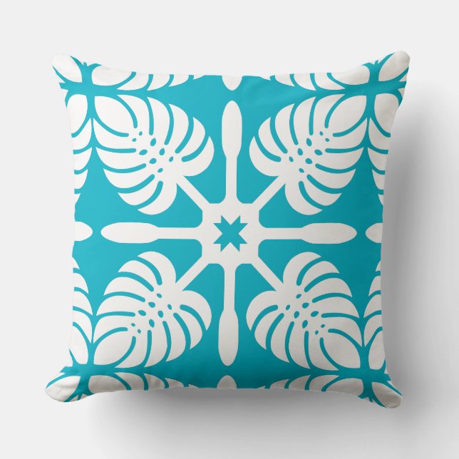 Modern HAWAIIAN QUILT PILLOW- Monstera Kudde (Framsida)