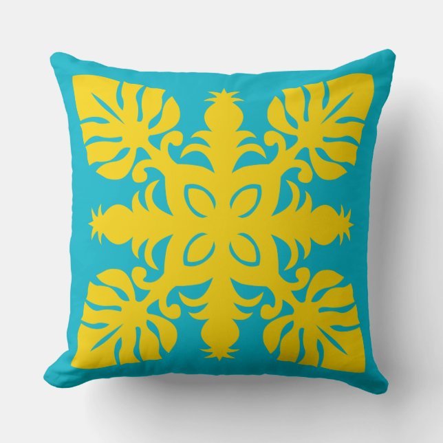 MODERN HAWAIIAN QUILT PILLOW- pineapple Kudde (Framsida)