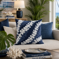 Modern hawaiiansk Puakenikeni Lei-mönster Navy