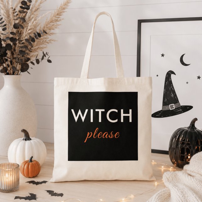 Modern Häxa Please Halloween-handväskan – Trendig Tygkasse (Skapare uppladdad)