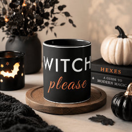Modern Häxa Vänligen Halloween-mugg – Minimal Chic Mugg