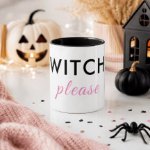 Modern Häxa Vänligen Halloween-mugg – Minimal Chic